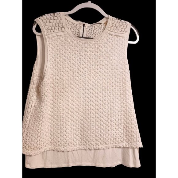 T. Tahari Crochet Detail Layered Blouse Cream Size XL - Picture 1 of 4